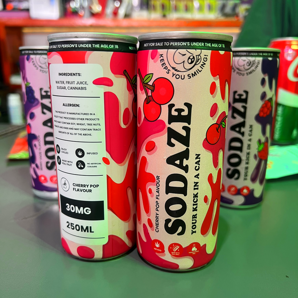 Sodaze Craft Cannabis Soda - Cherry Pop 30mg (250ml) | Cannabis Beverages Johannesburg | Dis-can - Image 1