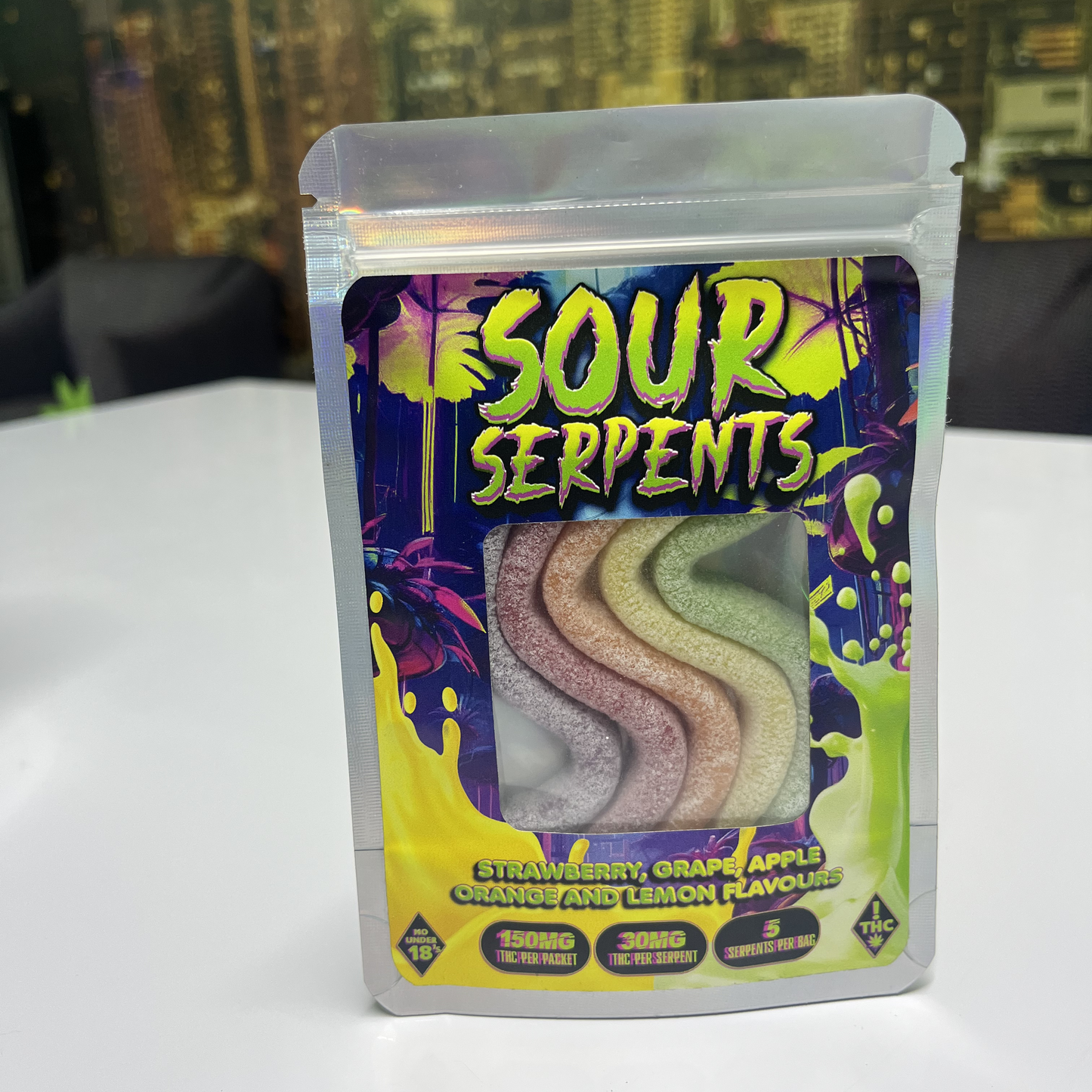 THC Edibles - Sour Serpents Strips 150mg (5 Gummies) | THC Gummies Johannesburg | Dis-can
