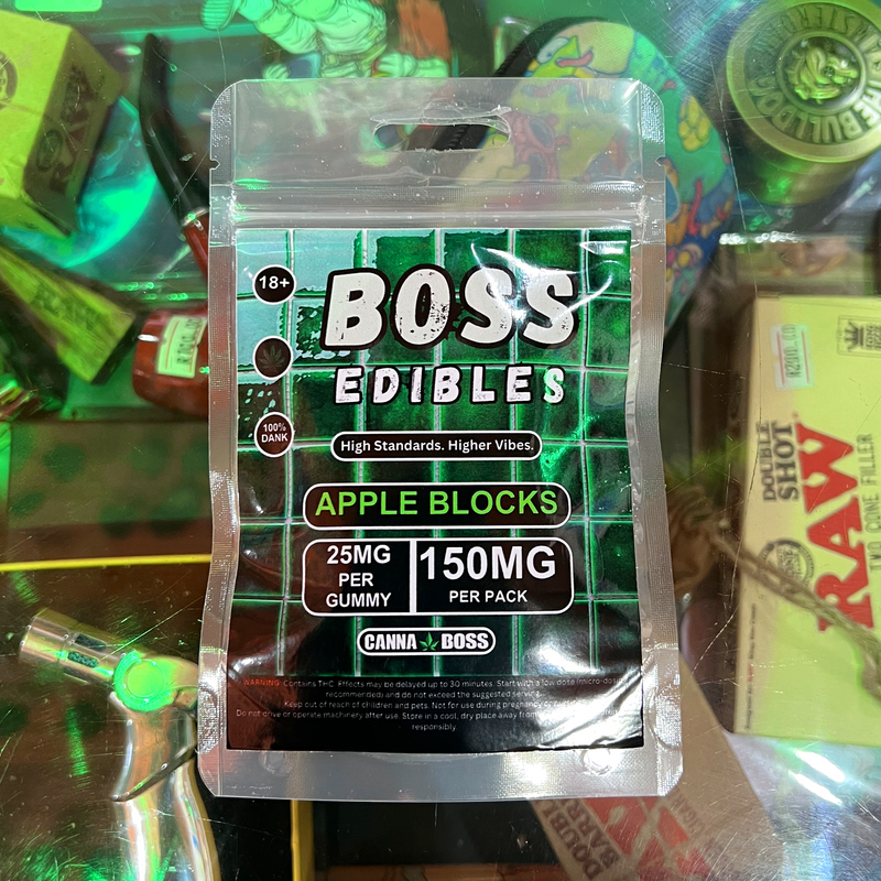 Boss Edibles - Apple Blocks 150mg (6 Gummies) | THC Gummies Johannesburg | Dis-can