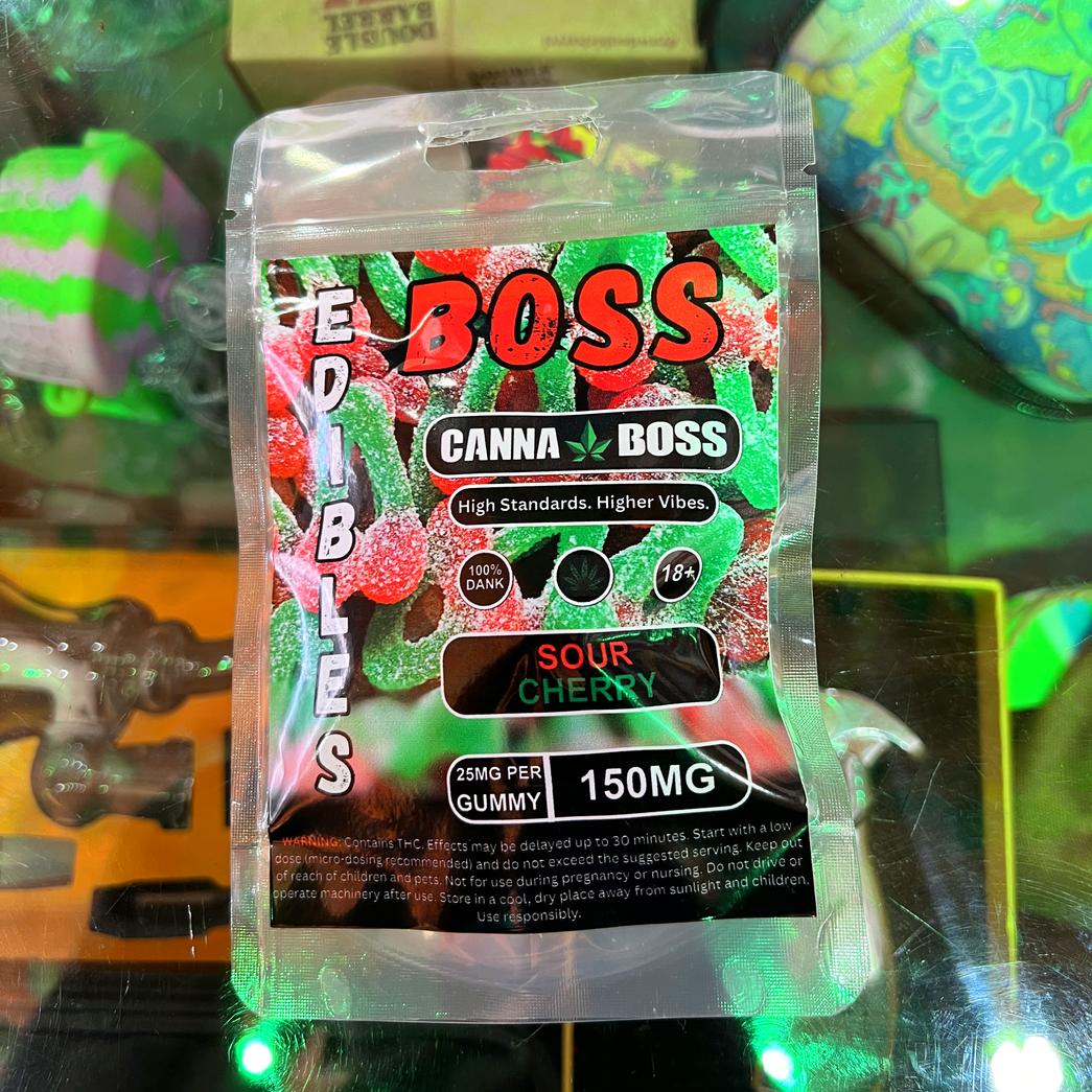Boss Edibles - Sour Cherry 150mg (6 Gummies) | THC Gummies Johannesburg | Dis-can - Image 1