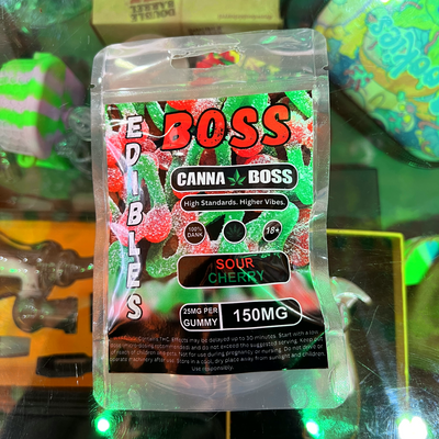 Boss Edibles - Sour Cherry 150mg (6 Gummies) | THC Gummies Johannesburg | Dis-can - Image 1