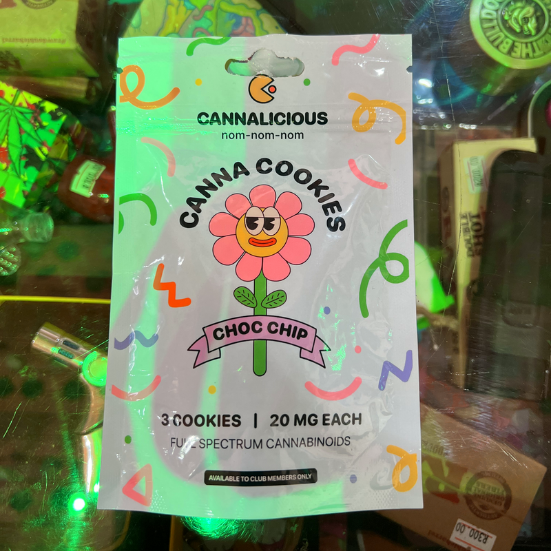 Cannalicious - 3 Choc Chip Canna Cookies 60mg | Cannabis Edibles Johannesburg | Dis-can - Image 1