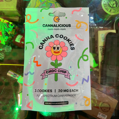 Cannalicious - 3 Choc Chip Canna Cookies 60mg | Cannabis Edibles Johannesburg | Dis-can - Image 1