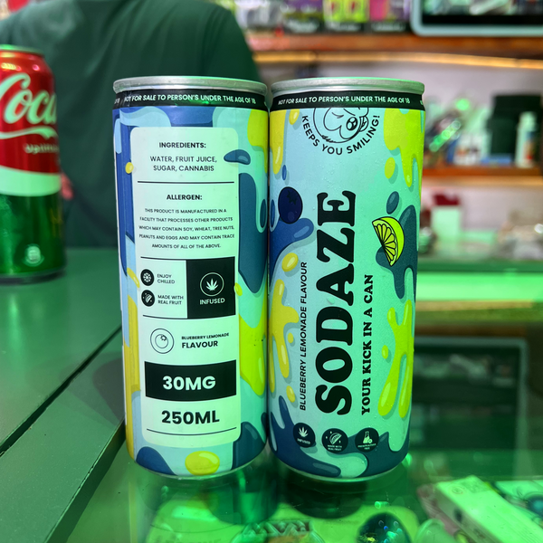 Sodaze Craft Cannabis Soda - Blueberry Lemonade 30mg (250ml) | Cannabis Beverages Johannesburg | Dis-can - Image 2