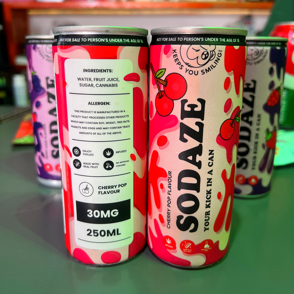 Sodaze Craft Cannabis Soda - Cherry Pop 30mg (250ml) | Cannabis Beverages Johannesburg | Dis-can - Image 4
