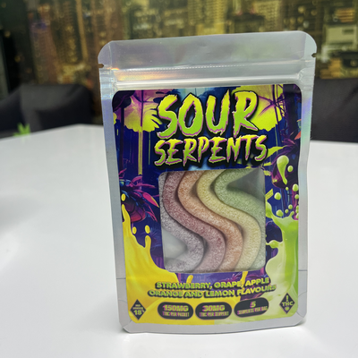 THC Edibles - Sour Serpents Strips 150mg (5 Gummies) | THC Gummies Johannesburg | Dis-can